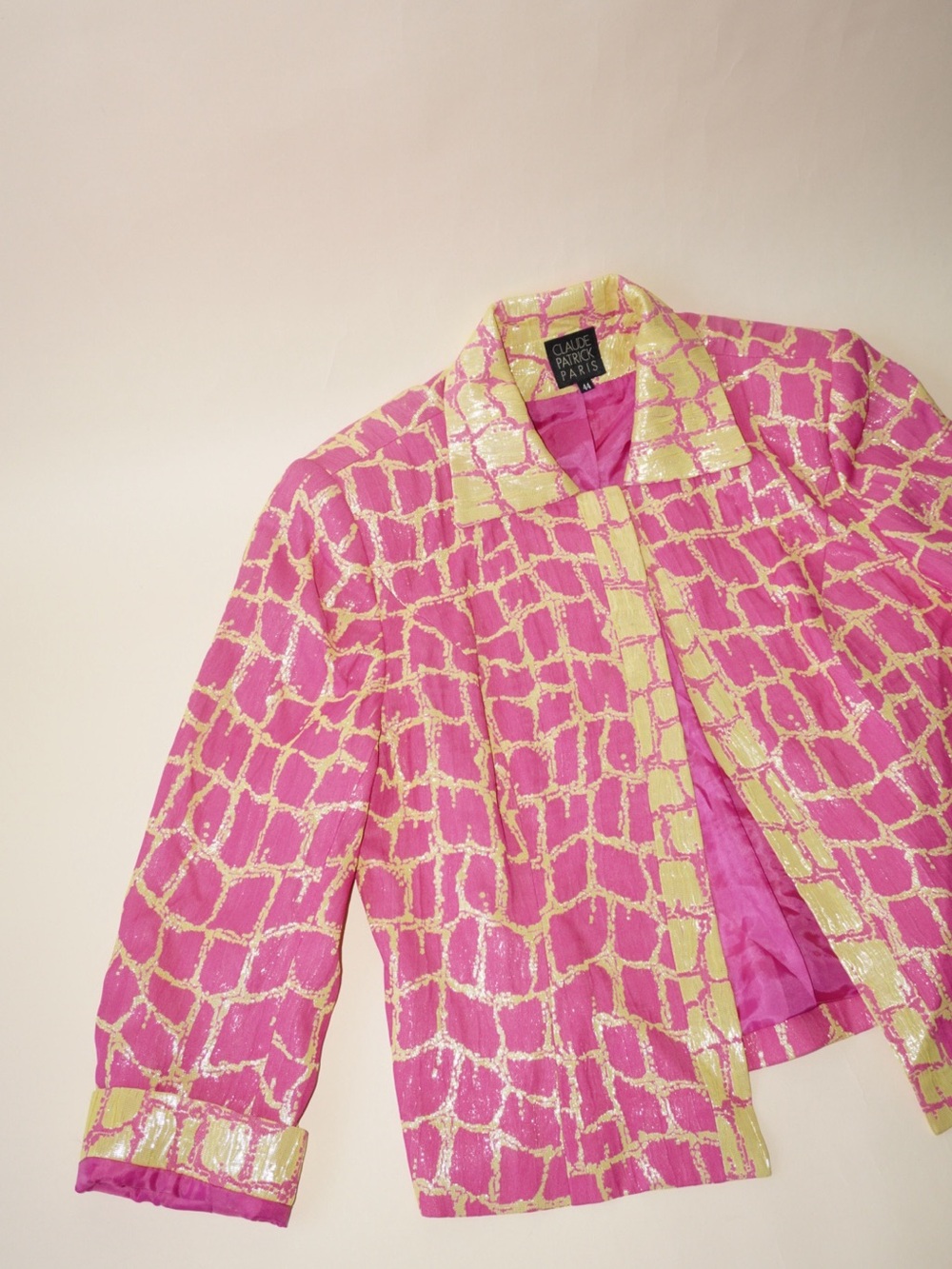 Claude Patrick Paris Pink & Yellow Reptile Blazer - Size 44